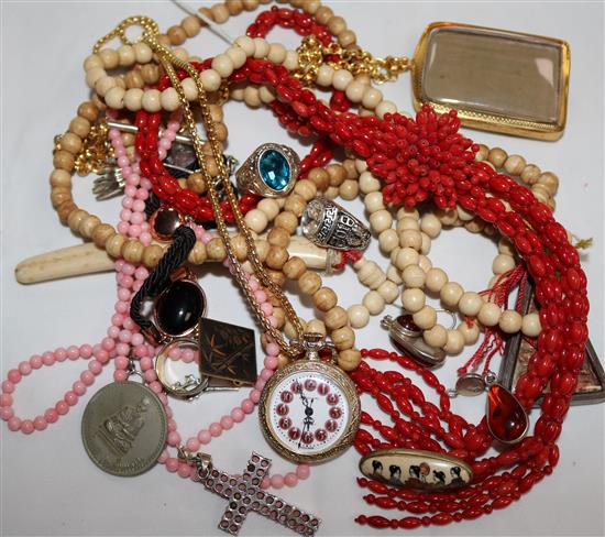 Coral beads and other mixed jewellery etc.